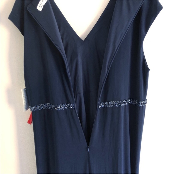 Mac Duggal Navy Blue Crystal Belt Jersey Gown 18 - Picture 11 of 16